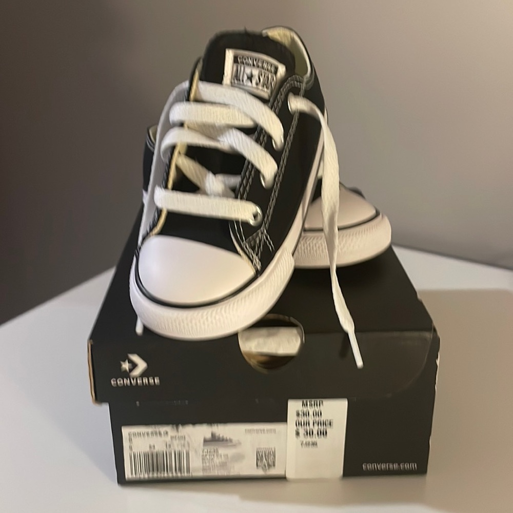 Brand new black and white converse for toddler child in size 8